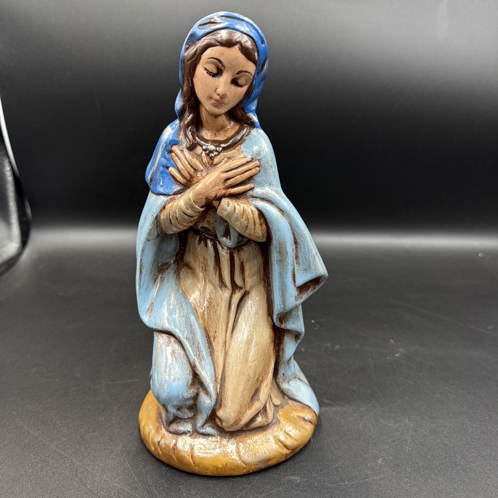 Vintage Christmas Atlantic Mold Nativity Mary Or Angel Ceramic Hand Painted 9"